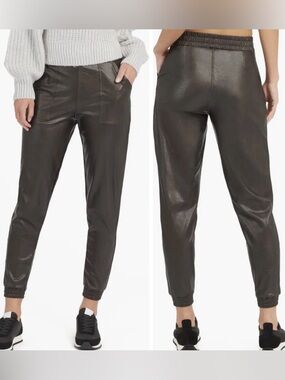 NWT SPANX Faux Leather Like Jogger Pants Black Women’s XL Retail $148
